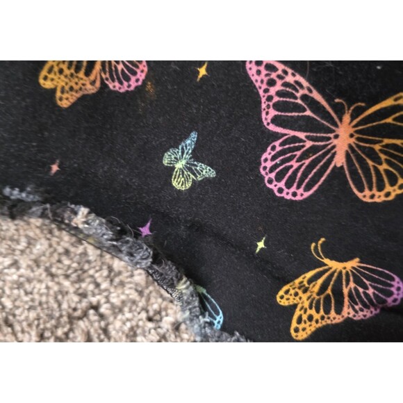 HT Denim Shortall Size Medium Butterfly Print Black Adjustable Colorful Y2K - Picture 5 of 11